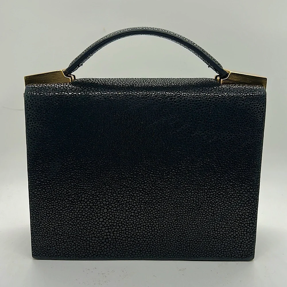 Brian Atwood Gorgeous Vintage Black Leather Evening Clutch Purse Bag ❤️❤️ - Picture 2 of 11